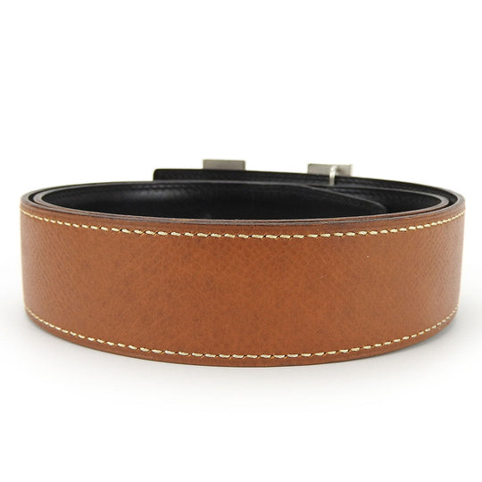 HERMES belt Courchevel , Box calf gold Constance Women Used Authentic