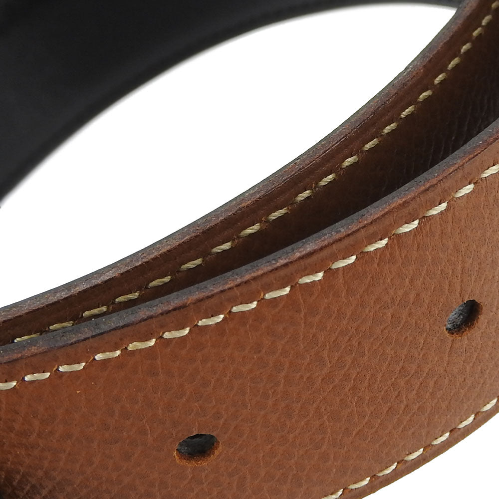 HERMES belt Courchevel , Box calf gold Constance Women Used Authentic