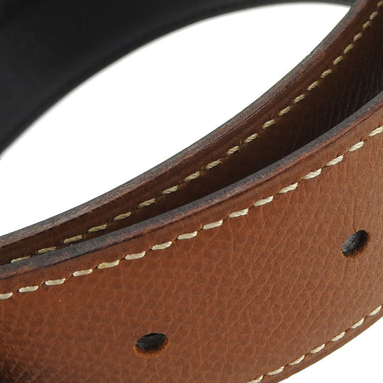 HERMES belt Courchevel , Box calf gold Constance Women Used Authentic