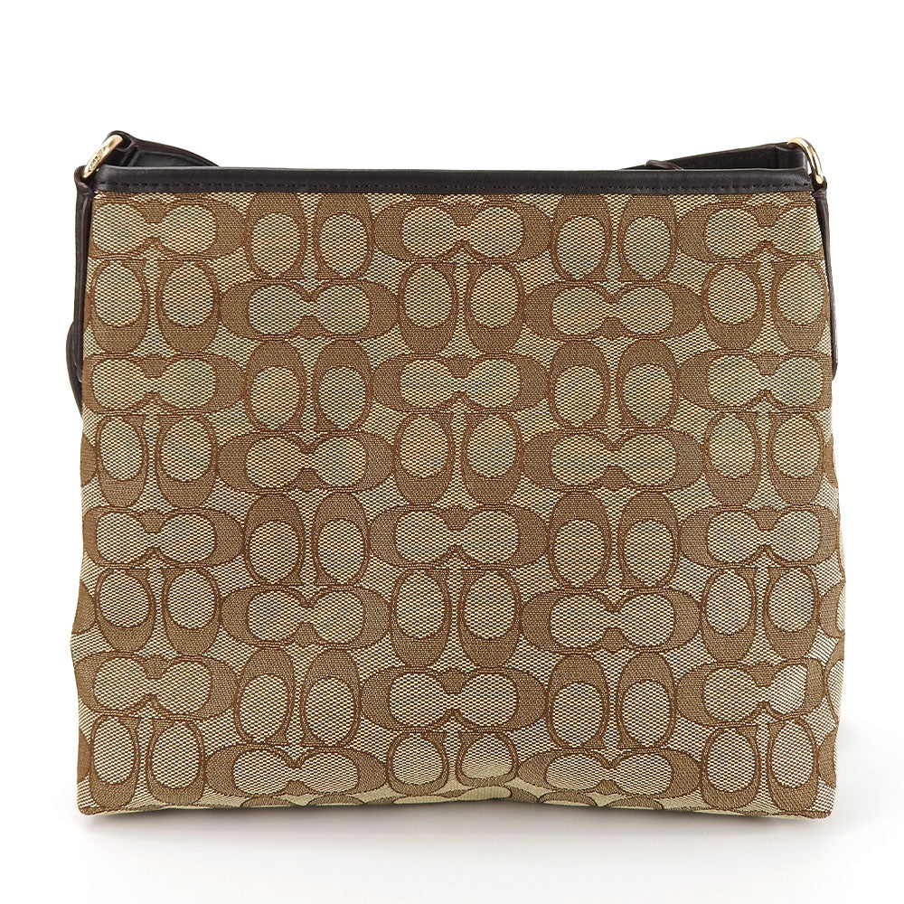 COACH Shoulder Bag F29960 Canvas, Leather beige Signature Women Used Authentic