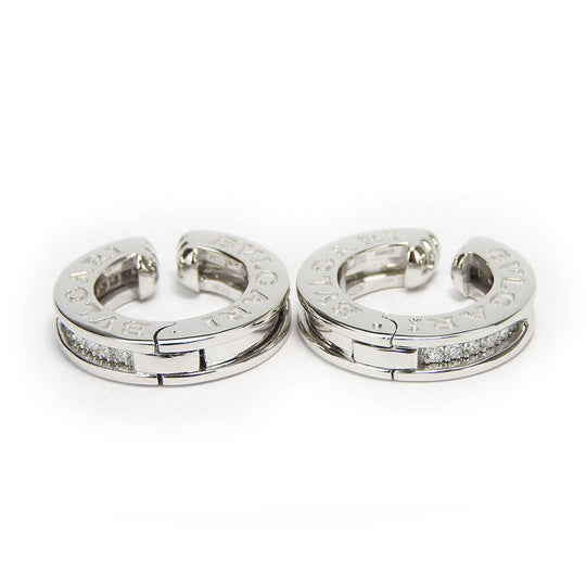 BVLGARI Earring K18 White Gold, Diamond White gold B-Zero1 Women Used Authentic