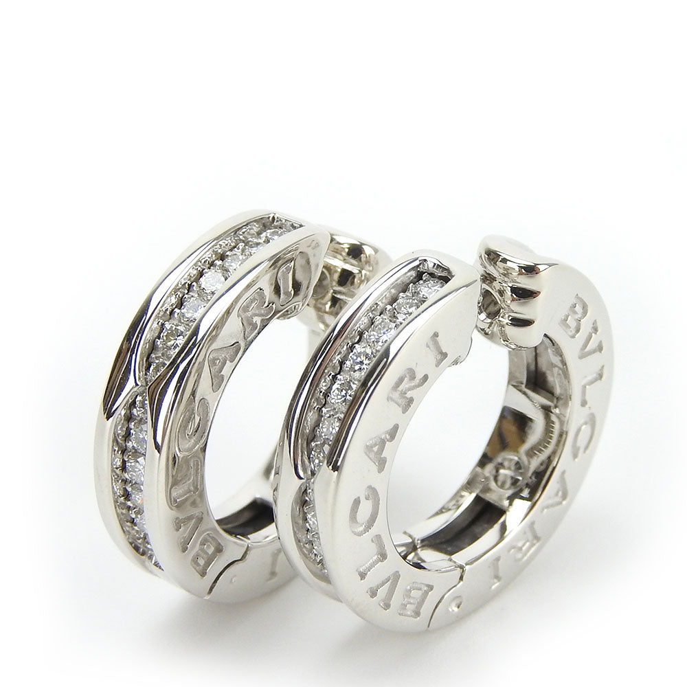 BVLGARI Earring K18 White Gold, Diamond White gold B-Zero1 Women Used Authentic