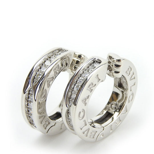BVLGARI Earring K18 White Gold, Diamond White gold B-Zero1 Women Used Authentic