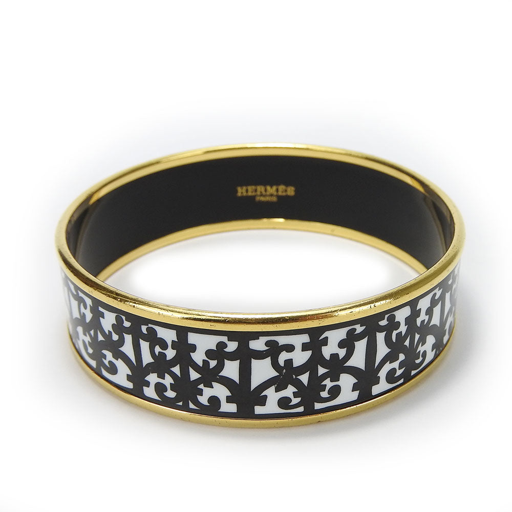 HERMES bracelet Enamel, Metal white Guadalquivir Emilel GM Women Used Authentic