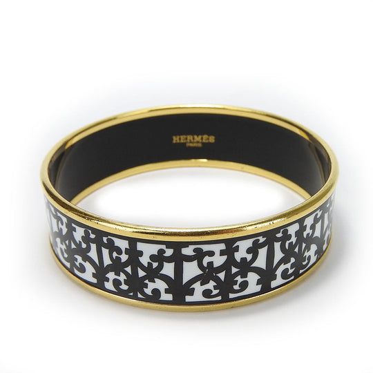 HERMES bracelet Enamel, Metal white Guadalquivir Emilel GM Women Used Authentic
