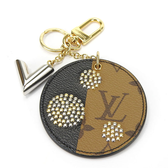 LOUIS VUITTON Key ring MP1842 Monogram Reverse, Leather Brown Portocle Night Light Women Used Authentic