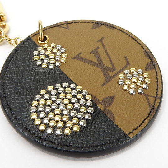 LOUIS VUITTON Key ring MP1842 Monogram Reverse, Leather Brown Portocle Night Light Women Used Authentic