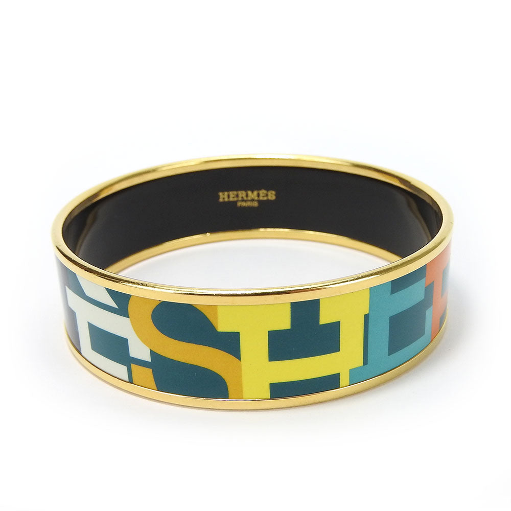 HERMES bracelet Enamel, Metal Green type Emile Women Used Authentic