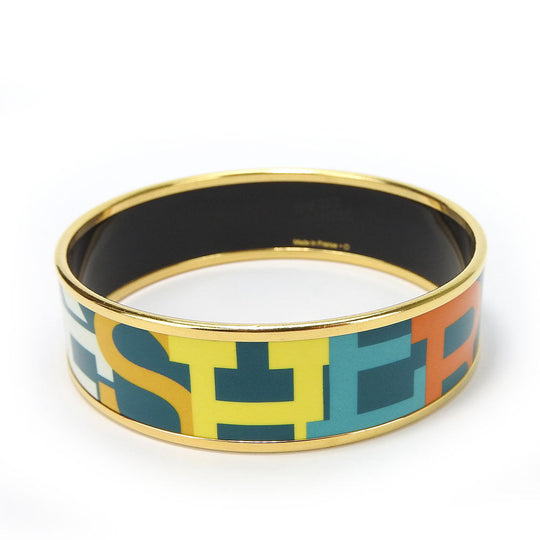 HERMES bracelet Enamel, Metal Green type Emile Women Used Authentic