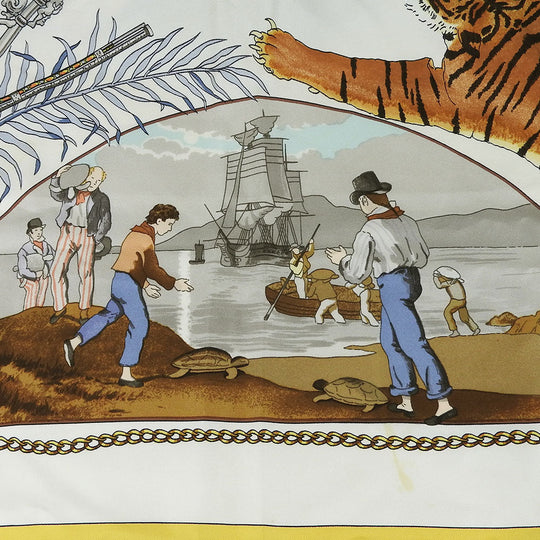 HERMES scarf silk Navy Carre90 Women Used Authentic