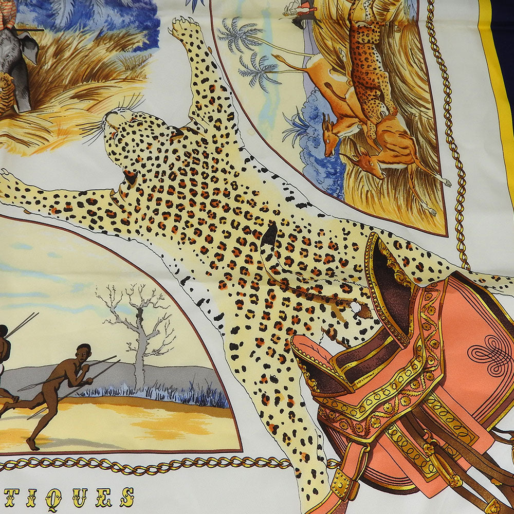HERMES scarf silk Navy Carre90 Women Used Authentic