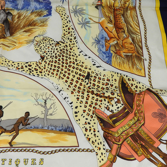 HERMES scarf silk Navy Carre90 Women Used Authentic