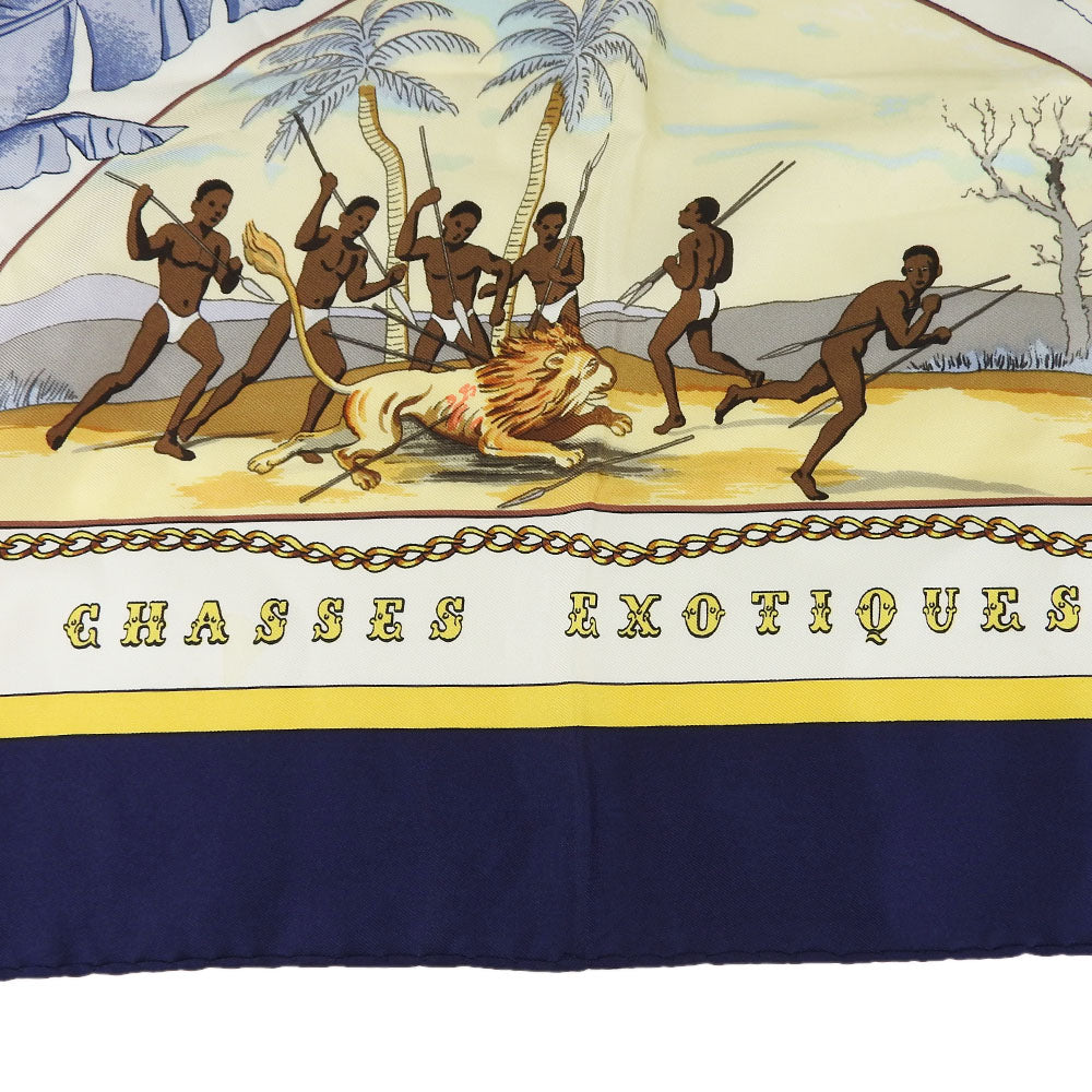 HERMES scarf silk Navy Carre90 Women Used Authentic