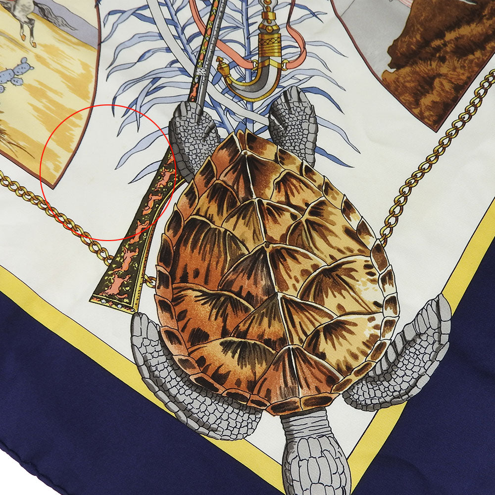 HERMES scarf silk Navy Carre90 Women Used Authentic