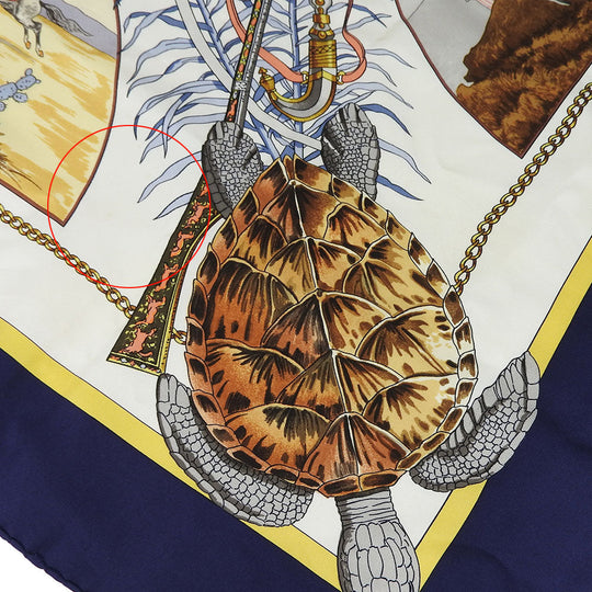 HERMES scarf silk Navy Carre90 Women Used Authentic