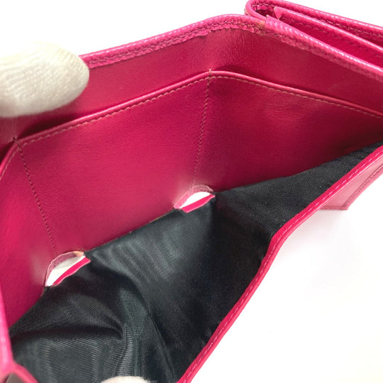 DOLCE&GABBANA Trifold wallet leather pink Dorgava DG Rhinestone Women Used Authentic
