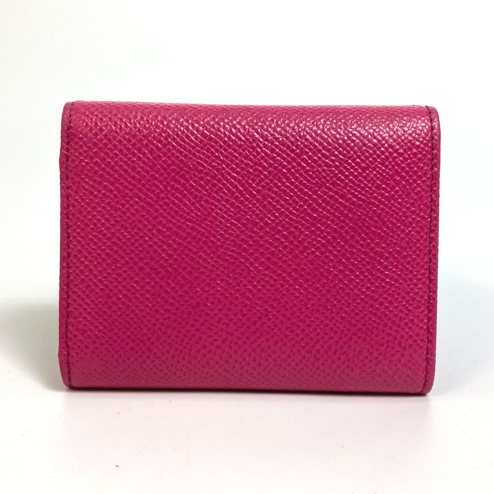 DOLCE&GABBANA Trifold wallet leather pink Dorgava DG Rhinestone Women Used Authentic