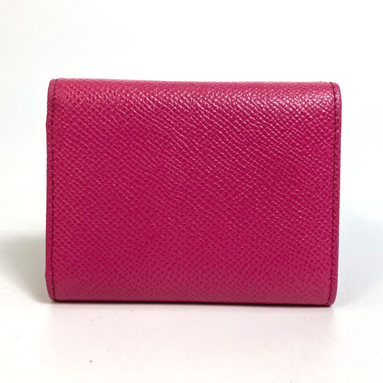 DOLCE&GABBANA Trifold wallet leather pink Dorgava DG Rhinestone Women Used Authentic