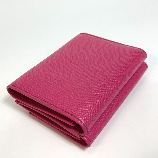 DOLCE&GABBANA Trifold wallet leather pink Dorgava DG Rhinestone Women Used Authentic