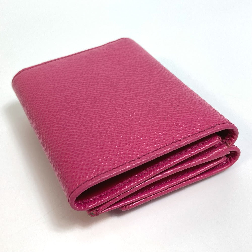 DOLCE&GABBANA Trifold wallet leather pink Dorgava DG Rhinestone Women Used Authentic