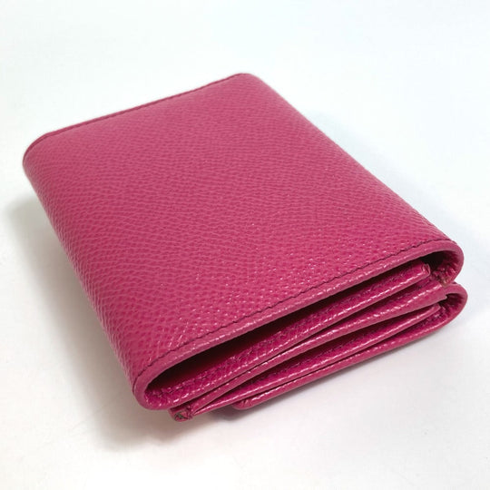 DOLCE&GABBANA Trifold wallet leather pink Dorgava DG Rhinestone Women Used Authentic