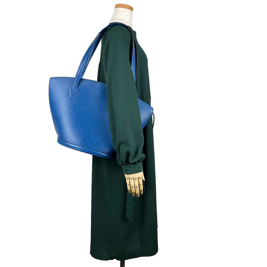 LOUIS VUITTON Tote Bag M52265 Epi Leather blue Sun jack shopping Women Used Authentic
