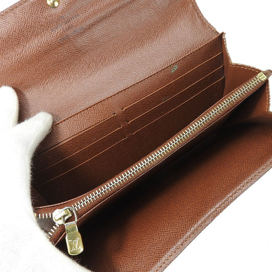 LOUIS VUITTON Long Wallet Purse M61734 Monogram Brown Portefeuille Sarah