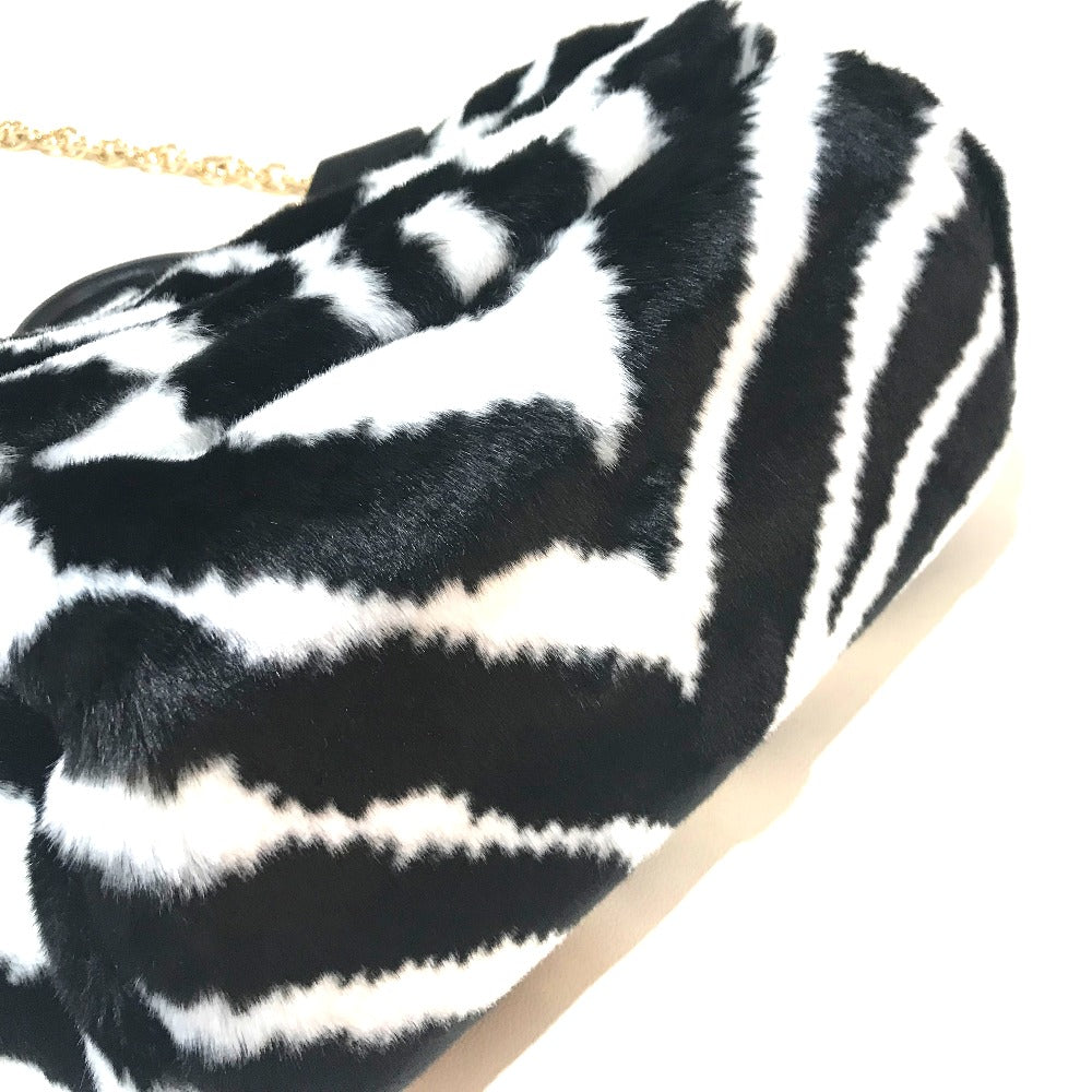 DOLCE&GABBANA Shoulder Bag Faux Fur, Leather Black x white Zebra Sicily Women Used Authentic