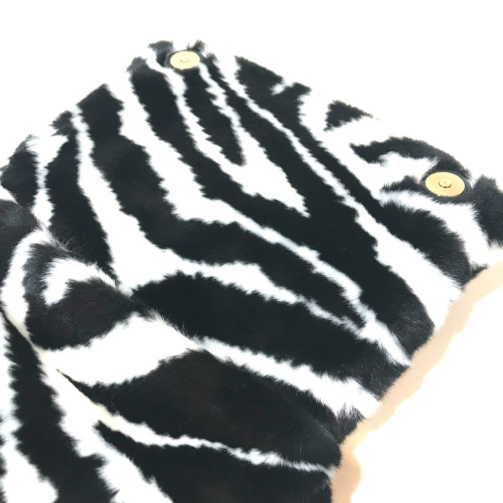 DOLCE&GABBANA Shoulder Bag Faux Fur, Leather Black x white Zebra Sicily Women Used Authentic