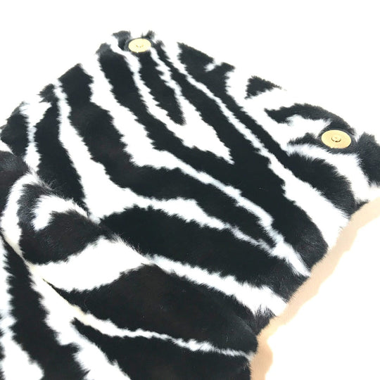 DOLCE&GABBANA Shoulder Bag Faux Fur, Leather Black x white Zebra Sicily Women Used Authentic