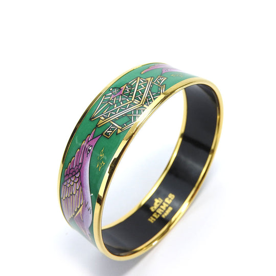HERMES bracelet Metal, Enamel green Emilel GM Women Used Authentic