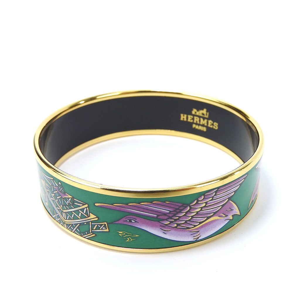 HERMES bracelet Metal, Enamel green Emilel GM Women Used Authentic