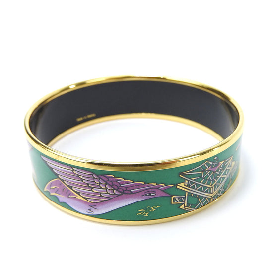 HERMES bracelet Metal, Enamel green Emilel GM Women Used Authentic