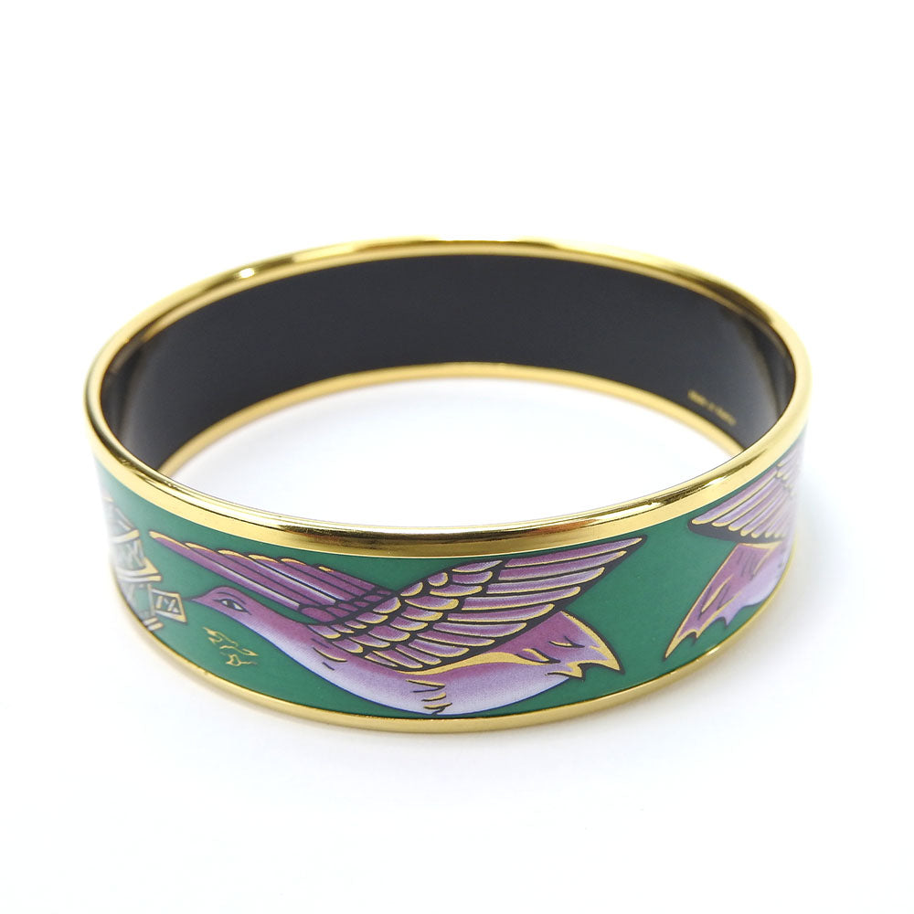 HERMES bracelet Metal, Enamel green Emilel GM Women Used Authentic