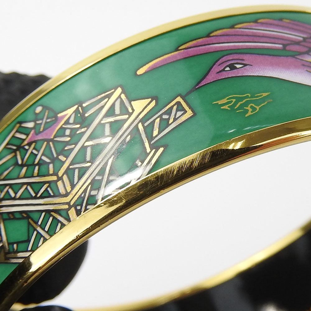 HERMES bracelet Metal, Enamel green Emilel GM Women Used Authentic