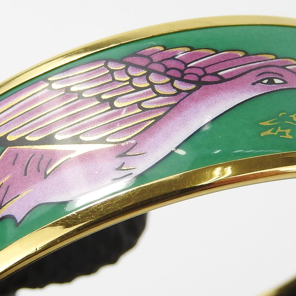 HERMES bracelet Metal, Enamel green Emilel GM Women Used Authentic