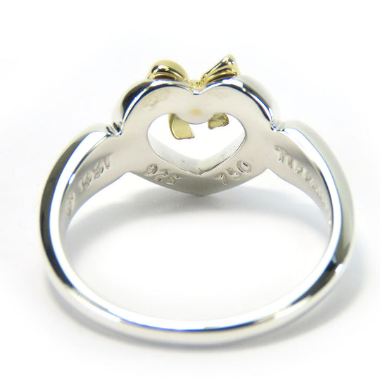 TIFFANY&Co. Ring Silver925, K18 Yellow Gold Silver Heart ribbon Women Used Authentic