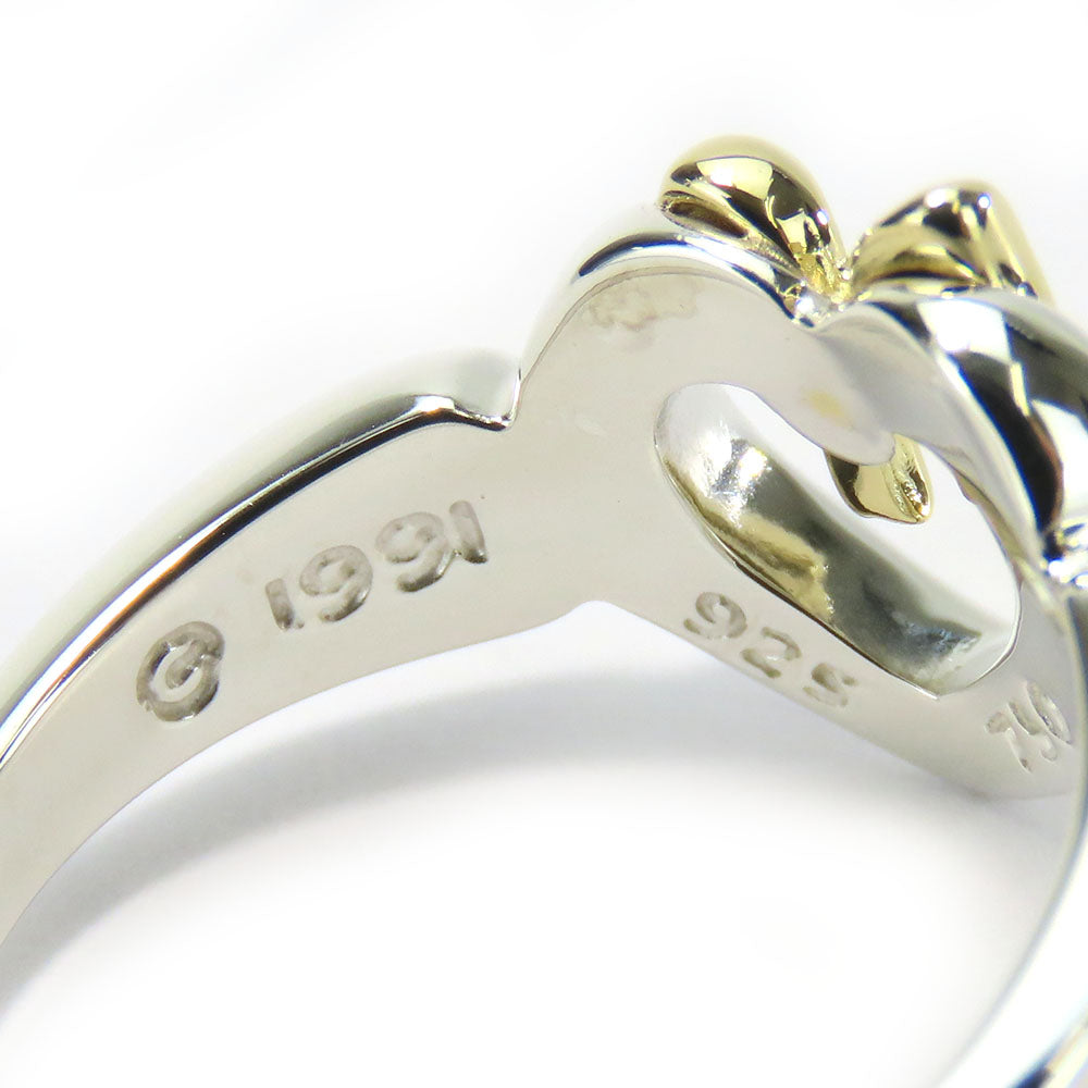 TIFFANY&Co. Ring Silver925, K18 Yellow Gold Silver Heart ribbon Women Used Authentic