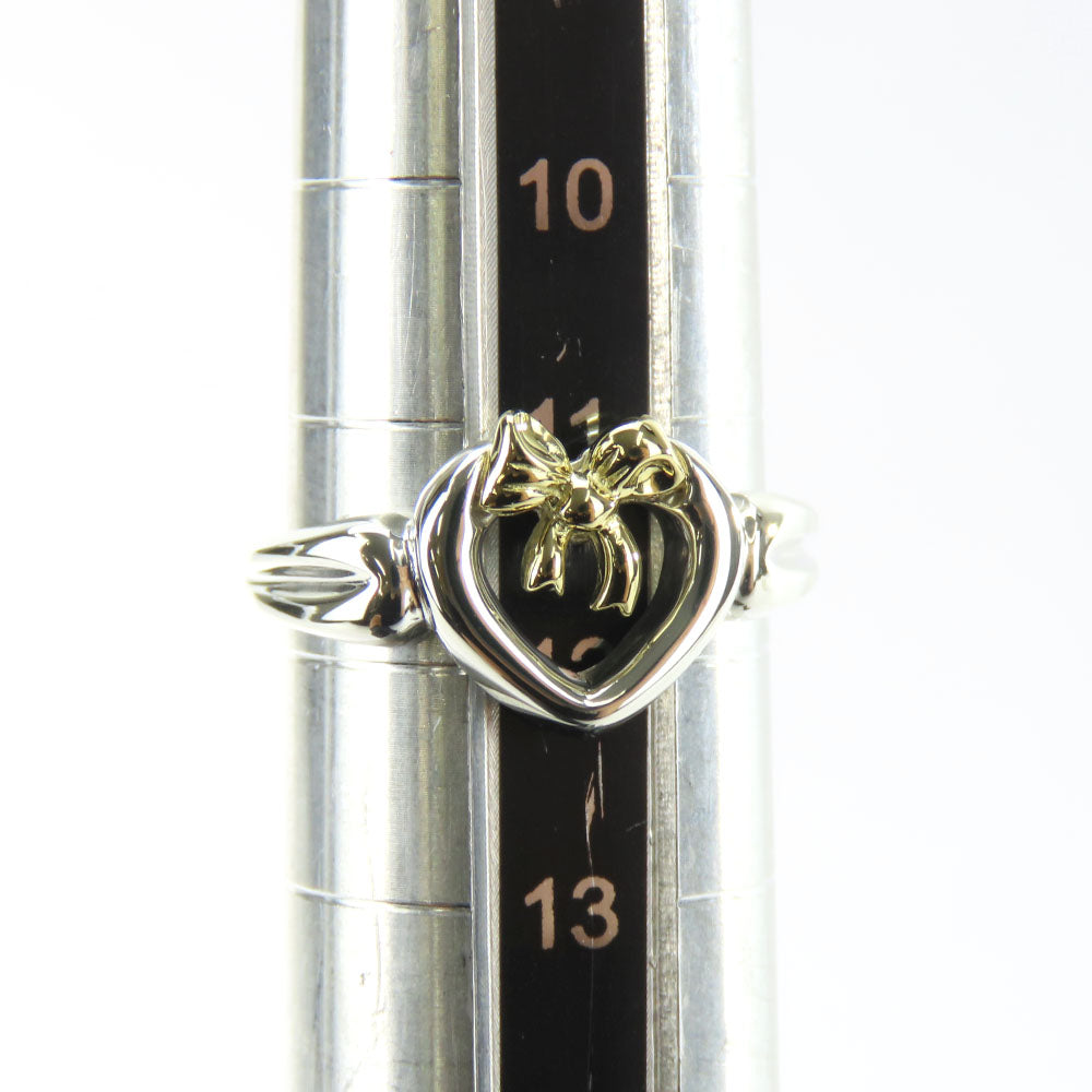 TIFFANY&Co. Ring Silver925, K18 Yellow Gold Silver Heart ribbon Women Used Authentic