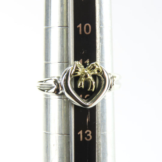 TIFFANY&Co. Ring Silver925, K18 Yellow Gold Silver Heart ribbon Women Used Authentic