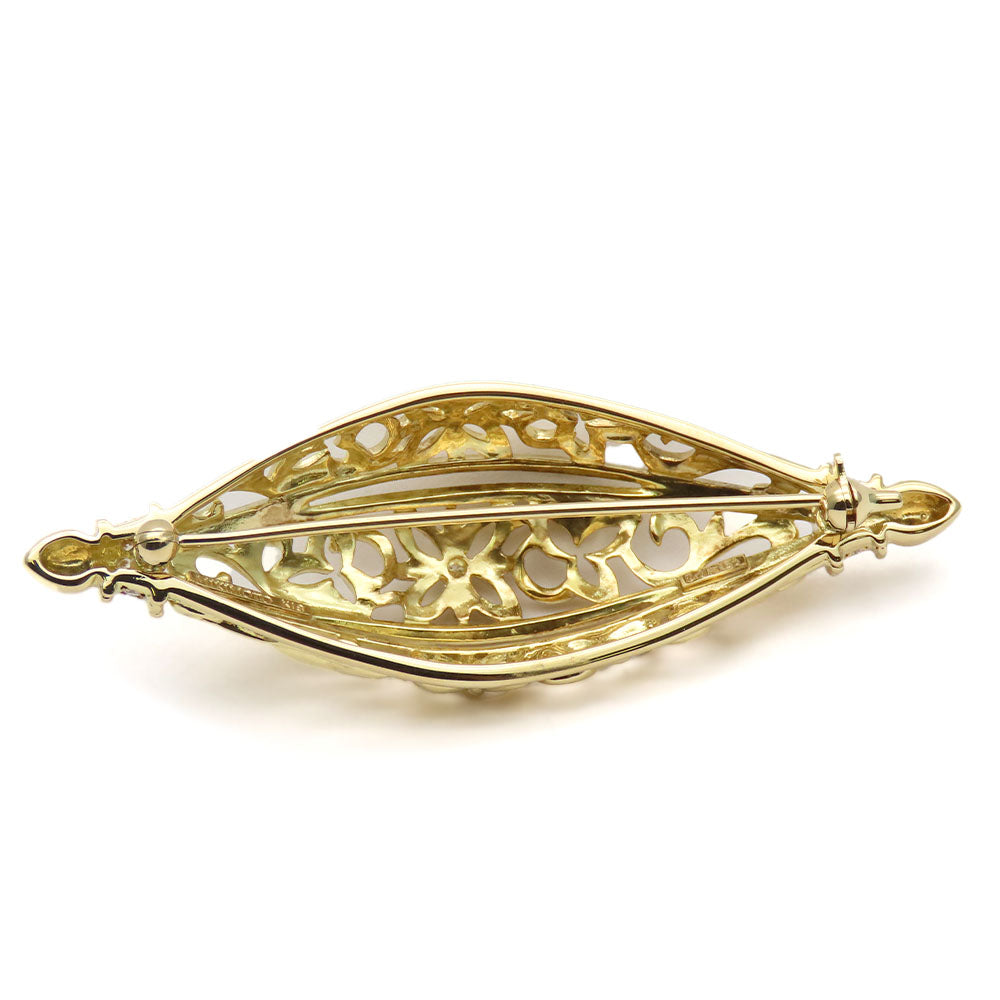 MIKIMOTO Brooch K18 Yellow Gold, Diamond Yellow Gold Women Used Authentic