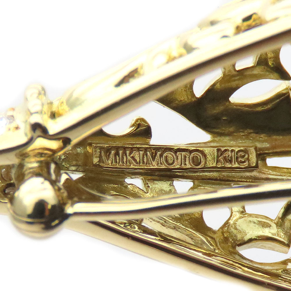 MIKIMOTO Brooch K18 Yellow Gold, Diamond Yellow Gold Women Used Authentic
