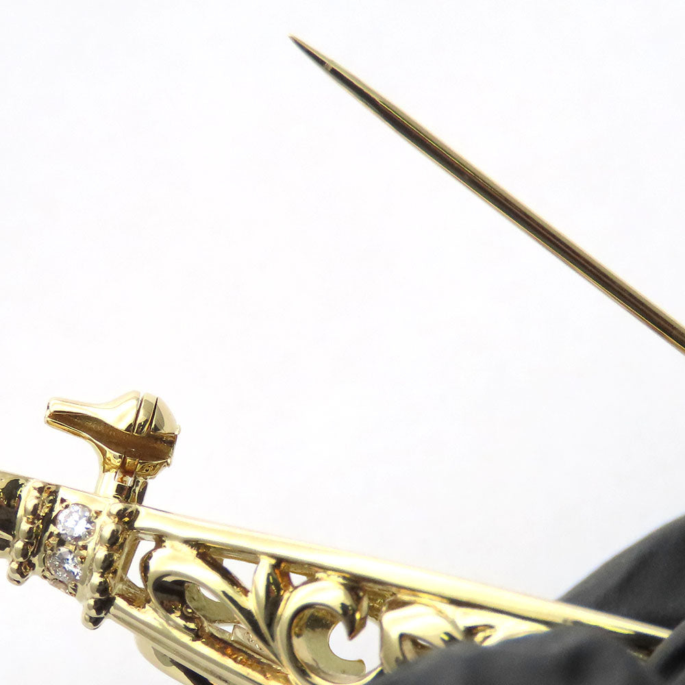 MIKIMOTO Brooch K18 Yellow Gold, Diamond Yellow Gold Women Used Authentic