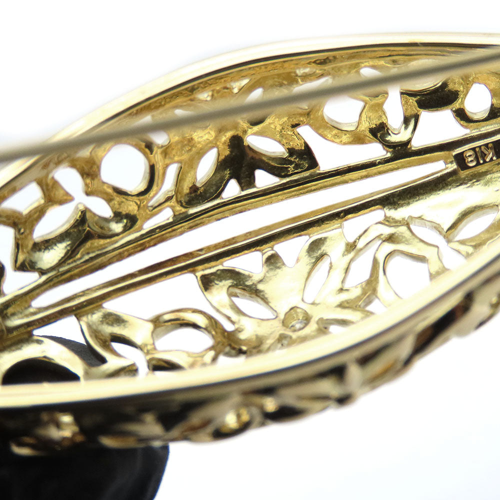 MIKIMOTO Brooch K18 Yellow Gold, Diamond Yellow Gold Women Used Authentic