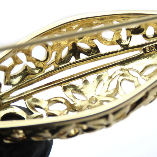 MIKIMOTO Brooch K18 Yellow Gold, Diamond Yellow Gold Women Used Authentic