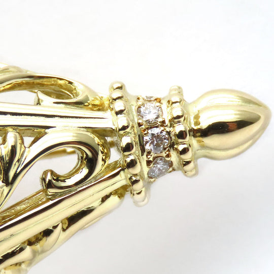 MIKIMOTO Brooch K18 Yellow Gold, Diamond Yellow Gold Women Used Authentic