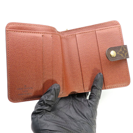 LOUIS VUITTON Bifold Wallet M61667 Monogram Brown Compact zip Women Used Authentic