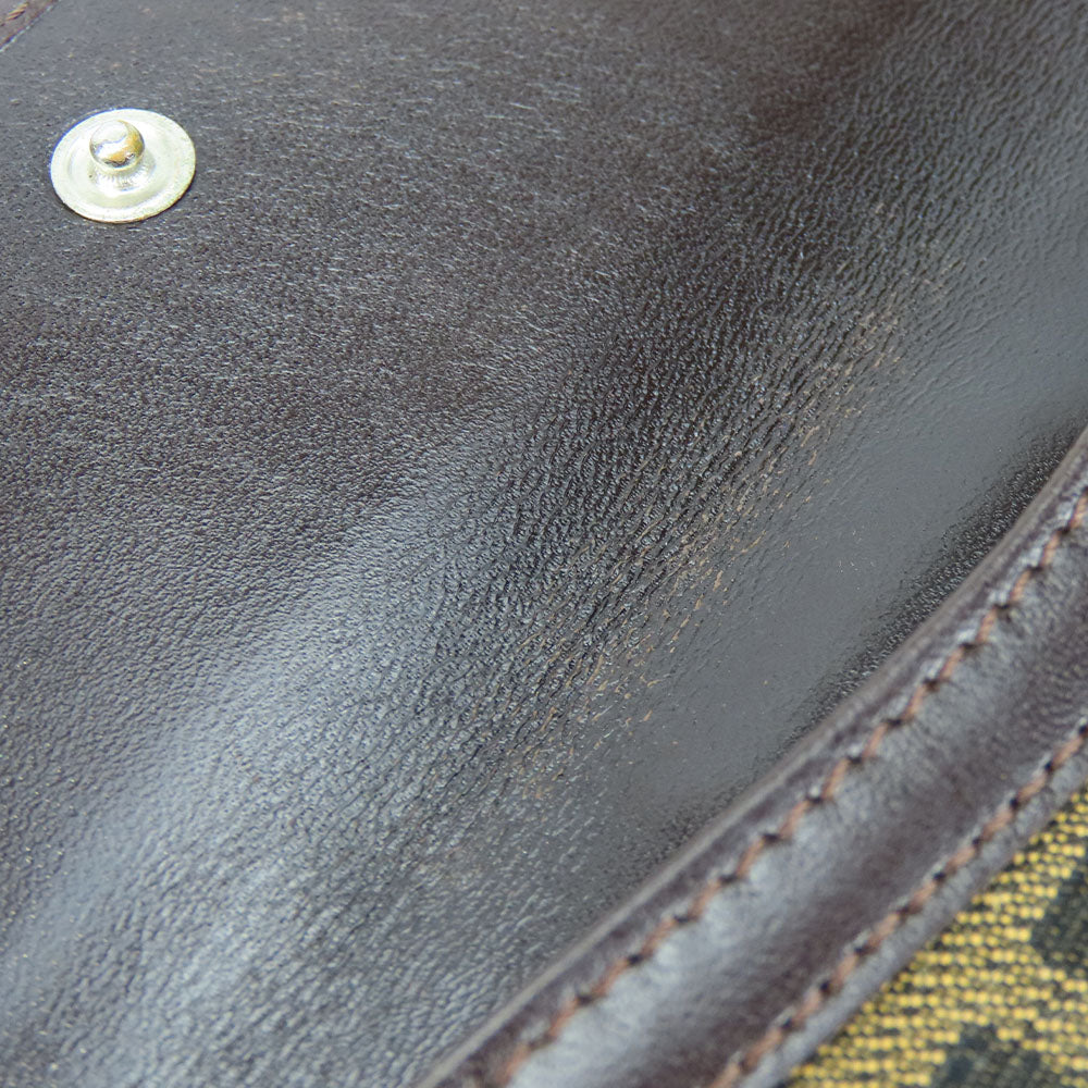 FENDI Bifold Wallet Canvas, Calfskin Brown Zucca Women Used Authentic