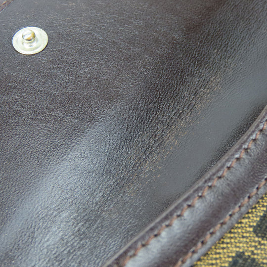 FENDI Bifold Wallet Canvas, Calfskin Brown Zucca Women Used Authentic