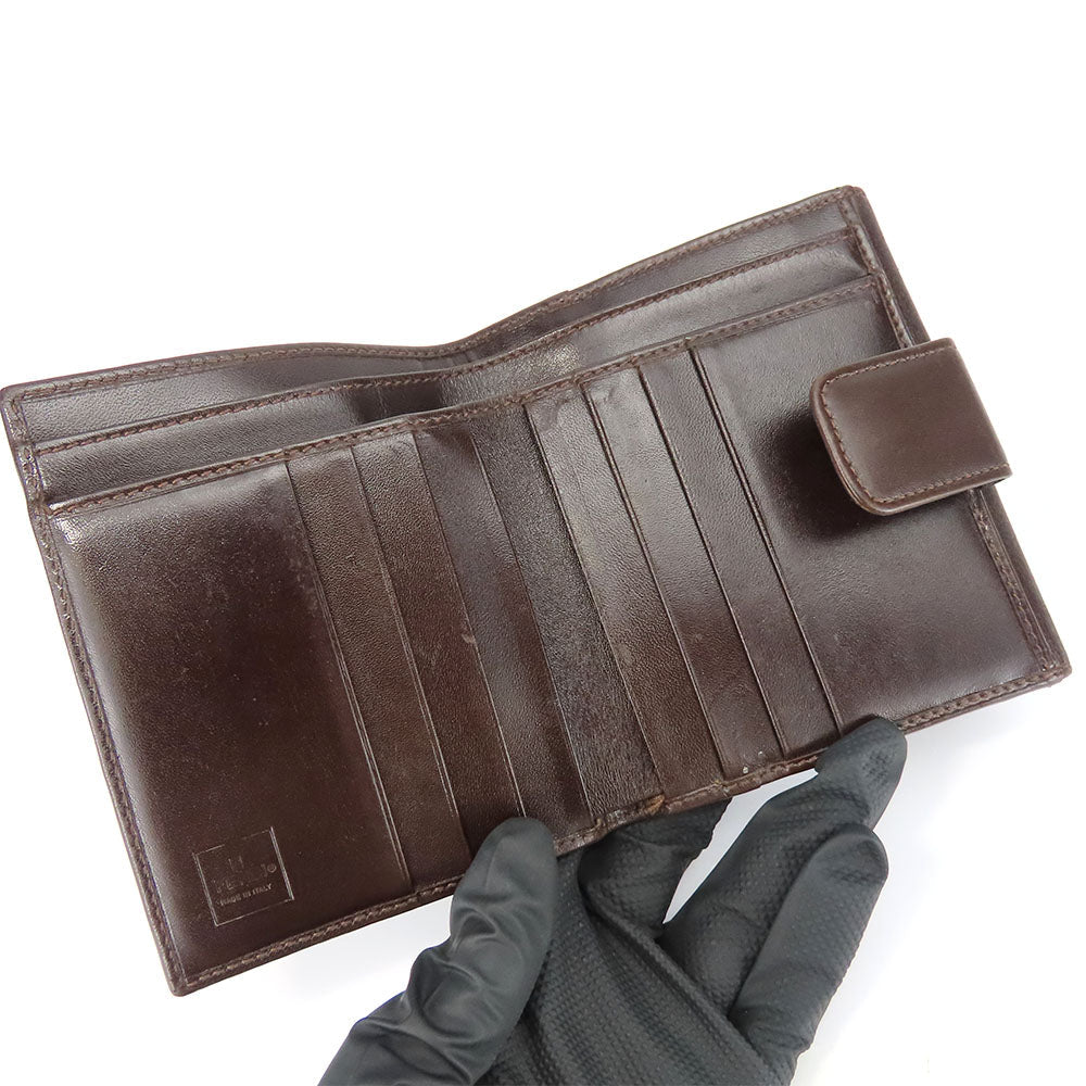 FENDI Bifold Wallet Canvas, Calfskin Brown Zucca Women Used Authentic